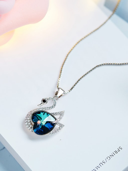 CEIDAI S925  Silver Crystal Swan-shaped Necklace 2