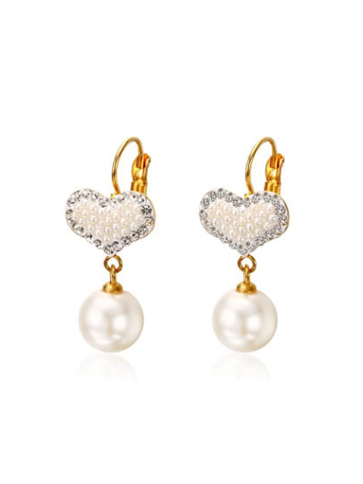 CONG Fashion Heart Shaped Artificial Pearl Drop Earrings 0