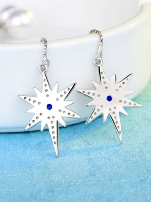 AI Fei Er Fashion Imitation Pearl Shiny Zirconias Star Line Earrings 4