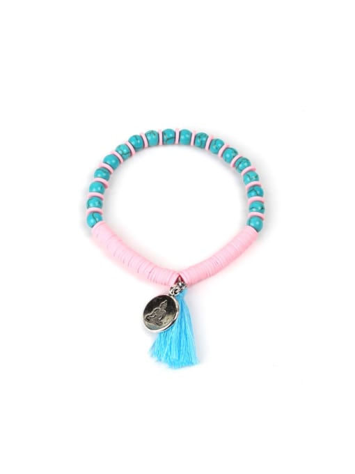 B6038-D Colorful Clay Fashion Crystal Charm Bracelet
