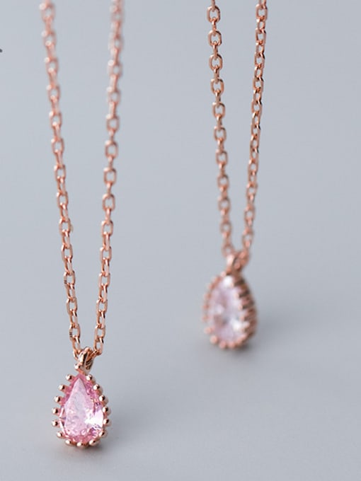 Rosh 925 Sterling Silver With Rose Gold Plated Simplistic Water Drop Necklaces 0