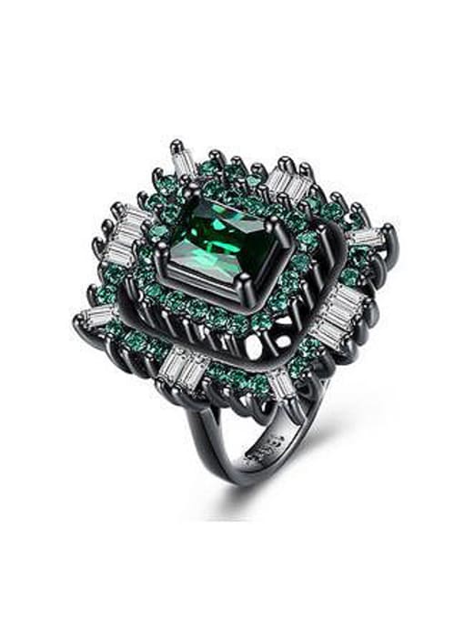 Green 17# Exaggerated Zircon Gun Color Plated Ring