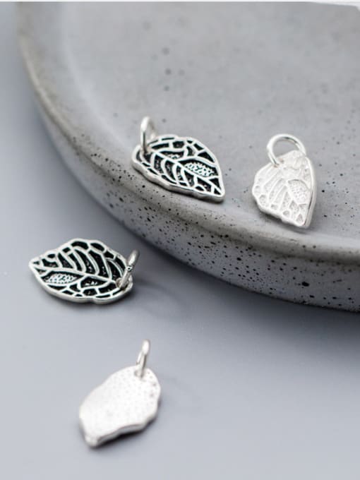FAN 925 Sterling Silver With Antique Silver Plated Trendy Leaf Charms 1