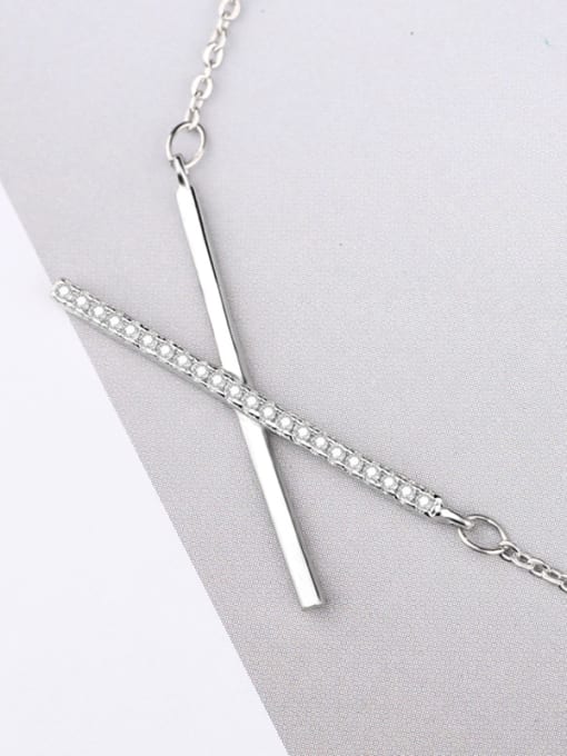 Peng Yuan Simple Cross Zircon Silver Necklace 2