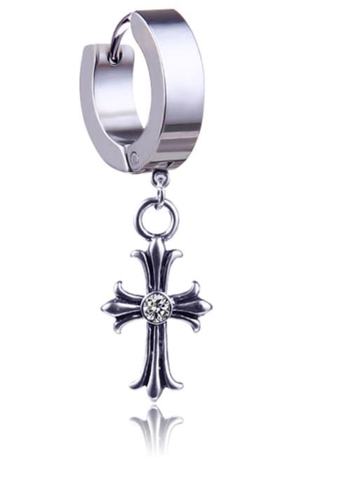 Ear Button Steel Stainless Steel With Classic Cross Clip On Earrings