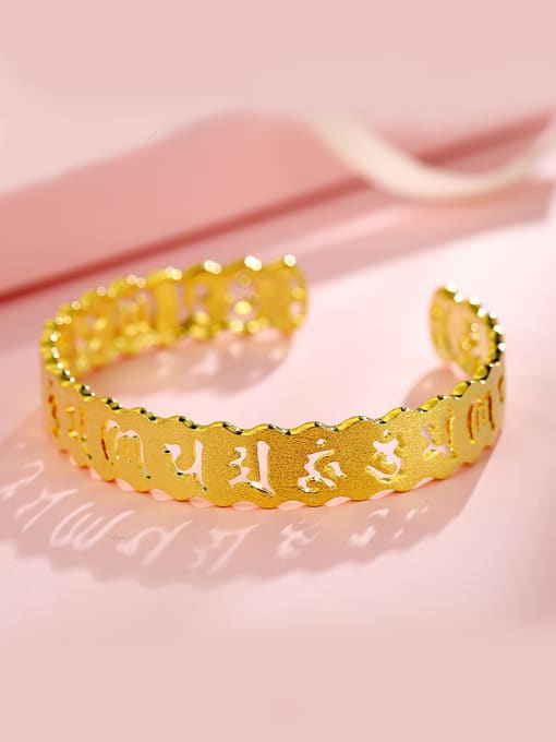XP Copper Alloy 24K Gold Plated Classical Letter Bangle 1