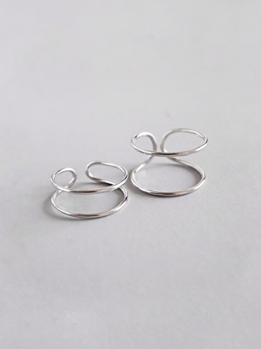 DAKA 925 Sterling Silver With Platinum Plated Simplistic Geometric Rings 0