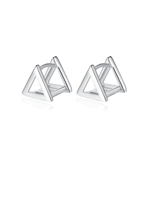 CCUI 925 Sterling Silver With Platinum Plated Simplistic Triangle Clip On Earrings