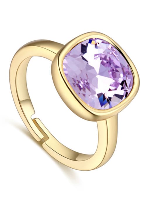 purple Simple Square austrian Crystals Alloy Ring