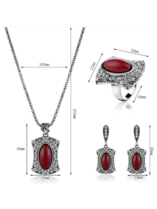 BESTIE Alloy Antique Silver Plated Vintage style Artificial Stones Three Pieces Jewelry Set 3