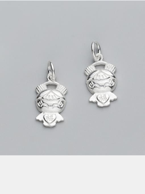 FAN 925 Sterling Silver With Silver Plated Personality doll Charms 2