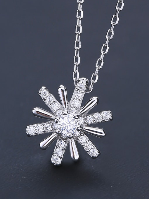 One Silver Delicate Snowflake Necklace 2