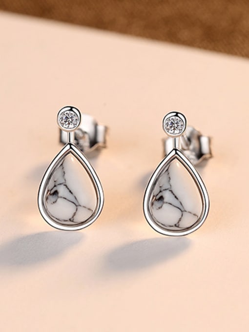 Platinum 925 Sterling Silver With Platinum Plated Simplistic Water Drop Drop Earrings