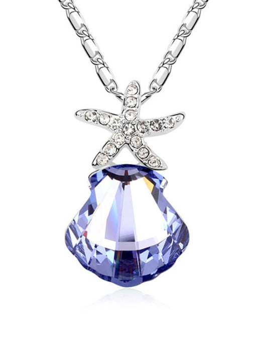 purple Fashion Shell-shaped austrian Crystal Starfish Alloy Necklace