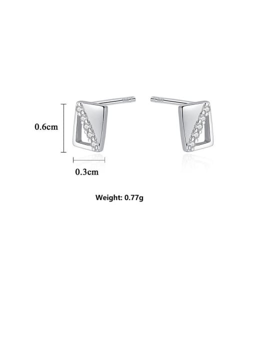 CCUI 925 Sterling Silver With Rhinestone  Simplistic Square Stud Earrings 4