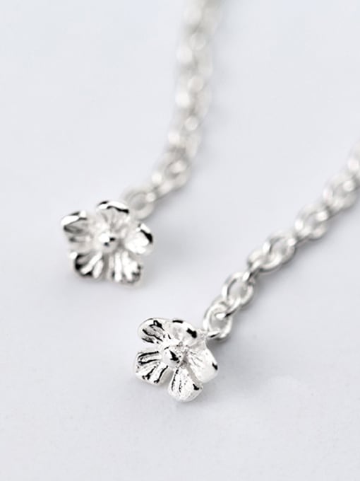 Rosh All-match S925 Silver Flower Shaped Line Earrings 2