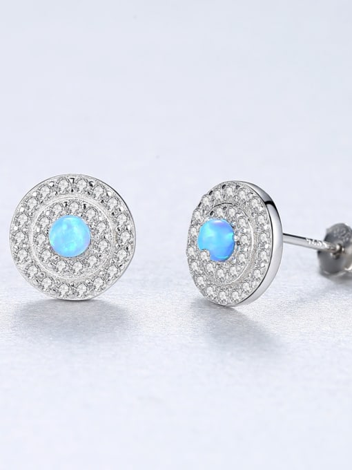 CCUI Sterling silver classic disc opal earrings 0