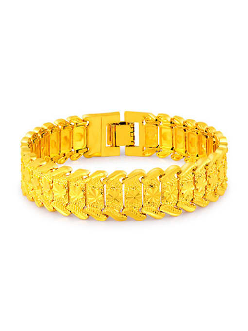 Yi Heng Da Fashionable 24K Gold Plated Geometric Shaped Copper Bracelet 0