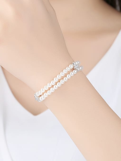 BLING SU AAA zircon synthetic pearl bracelet 1