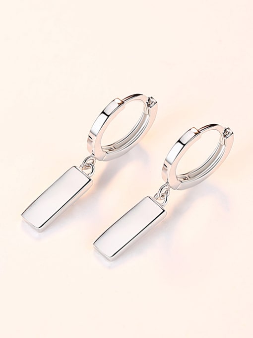 CCUI 925 Sterling Silver With Platinum Plated Simplistic Geometric Clip On Earrings 3