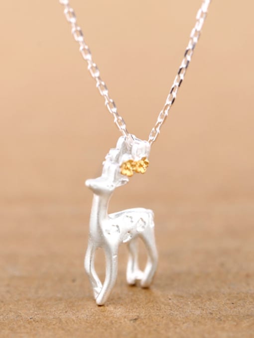 Peng Yuan Fashion Standing Deer Silver Necklace 0