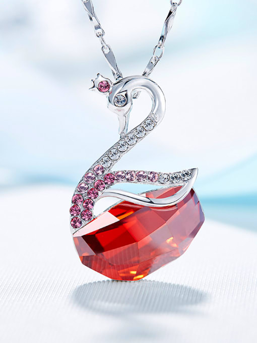 Red austrian Crystals Swan-shaped Necklace