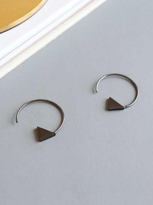 DAKA Sterling Silver Geometric Triangle Minimalist Brushed Earrings 3