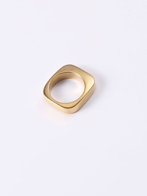 GROSE Titanium With Gold Plated Simplistic Hollow Geometric Band Rings 1