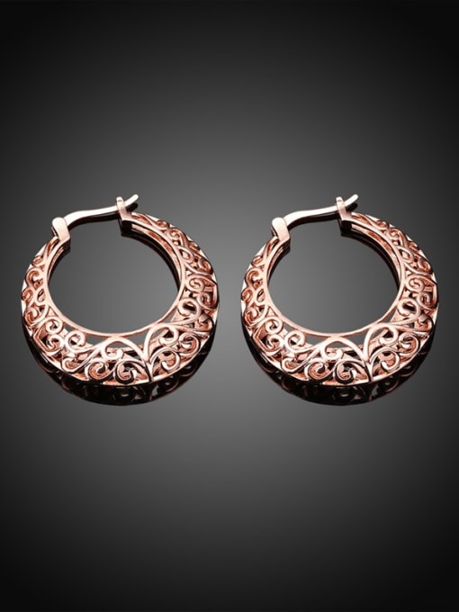 Rose Gold Exaggerated Hollowed Flower Vine Shaped Drop Earrings