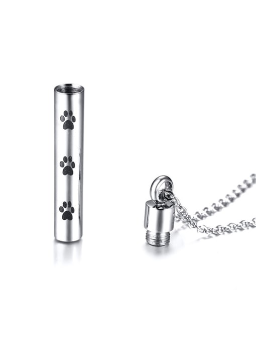 CONG Stainless Steel With Platinum Plated Simplistic  Cylinder  Paw Print  Necklaces 2