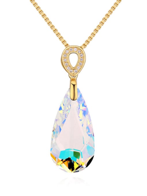 white Shiny Water Drop austrian Crystal Pendant Necklace