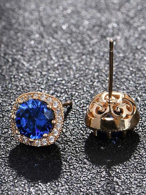 Gold and blue diamonds Copper With Platinum Plated Simplistic Geometric Stud Earrings