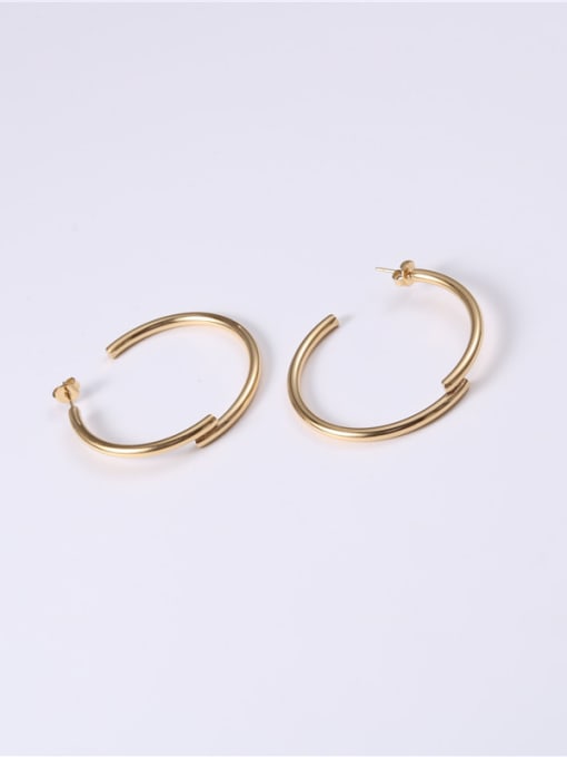 GROSE Titanium With Gold Plated Simplistic Round Hoop Earrings 2