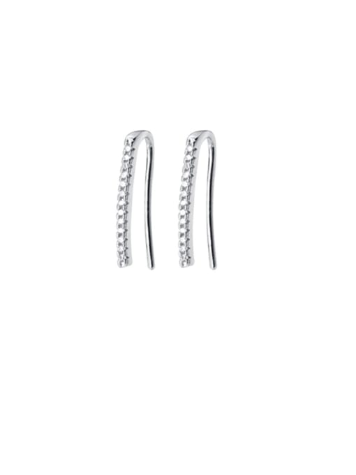 Rosh 925 Sterling Silver With Cubic Zirconia  Simplistic Geometric Clip On Earrings 0