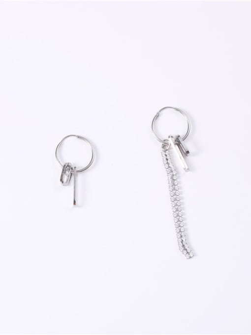 GROSE Titanium With Platinum Plated Personality Asymmetric tassel  Clip On Earrings