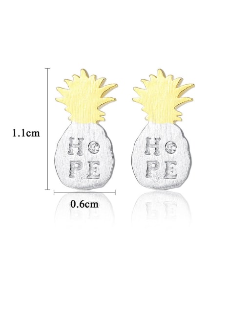 CCUI 925 Sterling Silver With Glossy  Simplistic Friut Pineapple Stud Earrings 4