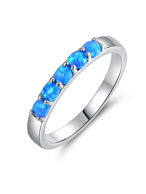 UNIENO Blue Opal Stone Ring 0