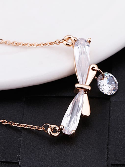 OUXI 18K Rose Gold Dragonfly Shaped Zircon Necklace 1