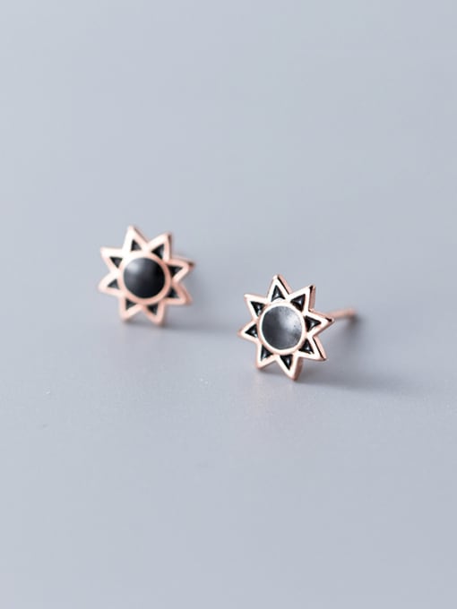 Rosh 925 Sterling Silver With Rose Gold Plated Cute Sun Flower Stud Earrings 2