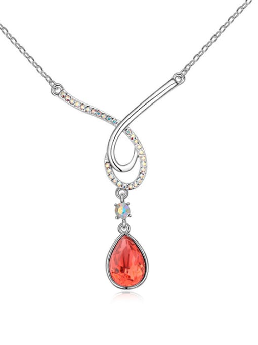 red Simple Water Drop austrian Crystal Pendant Alloy Necklace