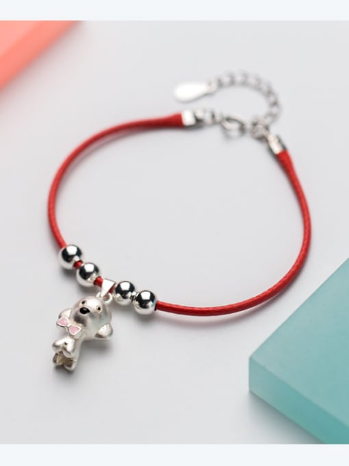 Rosh Sterling silver lovely dog hand-woven red thread bracelet 1
