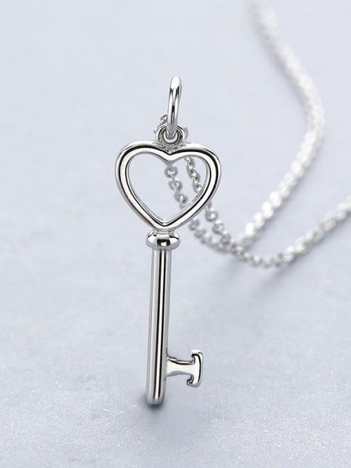 One Silver Heart Key Nercklace 0