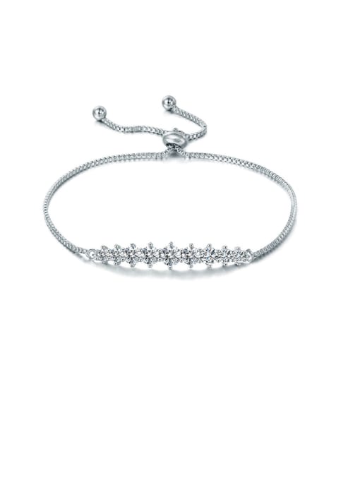 platinum Copper With Cubic Zirconia Simplistic Round Adjustable Bracelets