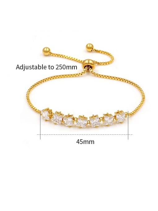 Genuine gold Copper With  Cubic Zirconia  Personality Square adjustable Bracelets