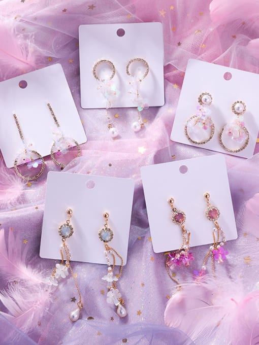 Girlhood Alloy With Rose Gold Plated Trendy Flower Drop Earrings