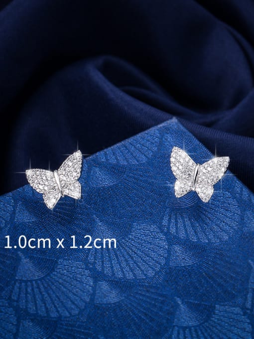 Mo Hai Copper With Platinum Plated Cute Butterfly Stud Earrings 2