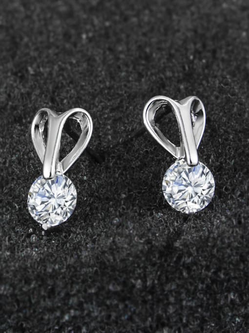 SANTIAGO Simple Little Heart Cubic Zircon 925 Sterling Silver Stud Earrings 0