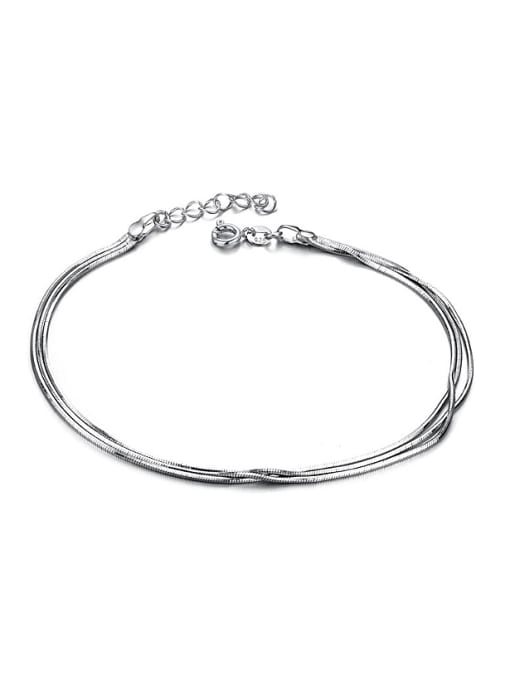 Open Sky Simple None Pendant Platinum Plated Anklet 0