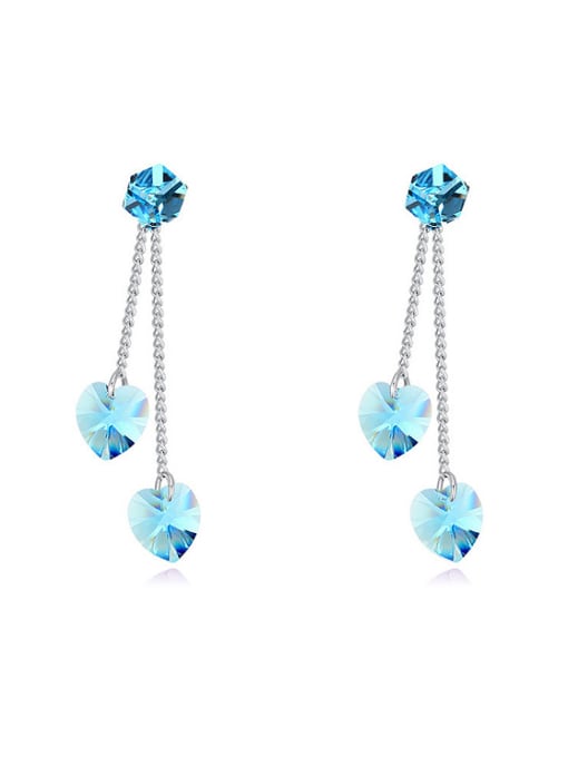 QIANZI Fashion Heart Cubic austrian Crystals Alloy Drop Earrings
