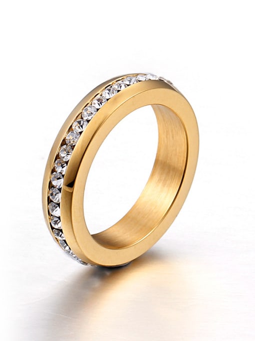 KAKALEN Stainless Steel With Cubic Zirconia Trendy Round Band Rings